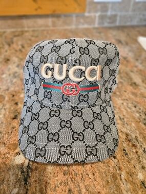 Gucci Style Ball Cap Hat Black/Gray/Cream